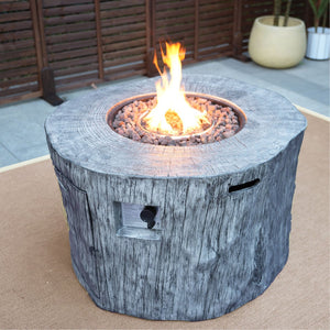 HomeRoots 50000 BTU Gray Aluminum Round Fire Pit Table - Adjustable Flame, Durable Design & Protective Cover 535189
