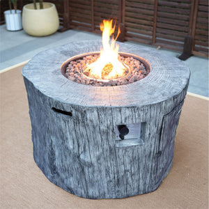 HomeRoots 50000 BTU Gray Aluminum Round Fire Pit Table - Adjustable Flame, Durable Design & Protective Cover 535189