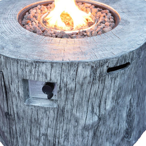 HomeRoots 50000 BTU Gray Aluminum Round Fire Pit Table - Adjustable Flame, Durable Design & Protective Cover 535189
