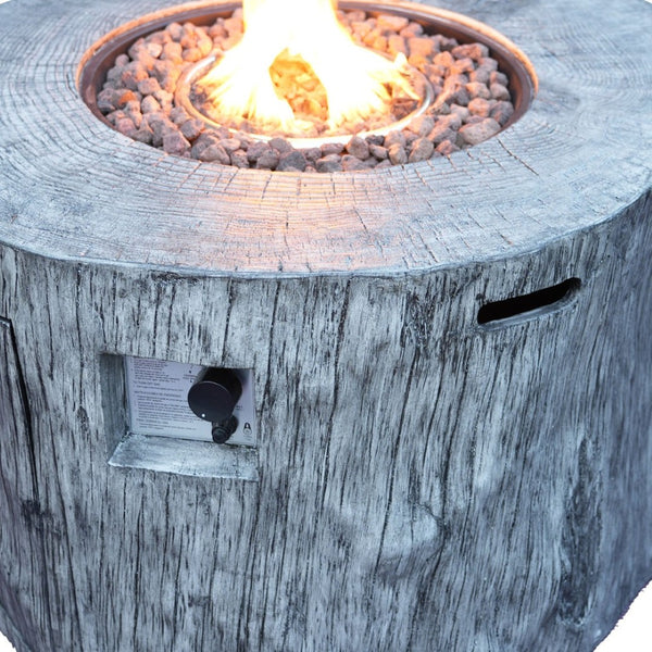 HomeRoots 50000 BTU Gray Aluminum Round Fire Pit Table - Adjustable Flame, Durable Design & Protective Cover 535189