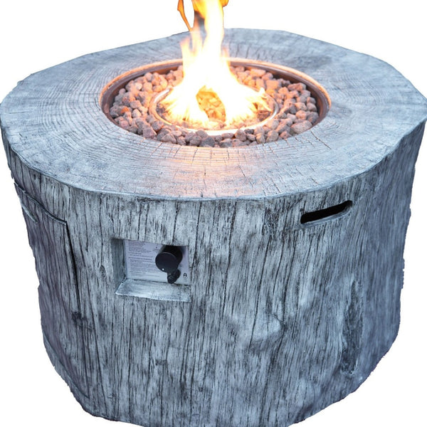HomeRoots 50000 BTU Gray Aluminum Round Fire Pit Table - Adjustable Flame, Durable Design & Protective Cover 535189