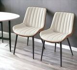 Stylish Set of 2 Beige & Black Upholstered Dining Side Chairs for Versatile Home Decor