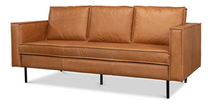 Sarreid Esprit Leather Sofa - Luxurious Light Harness Brown With Durable Iron Frame For Timeless Elegance Brown  53522