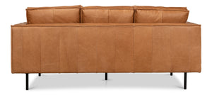 Sarreid Esprit Leather Sofa - Luxurious Light Harness Brown With Durable Iron Frame For Timeless Elegance Brown  53522