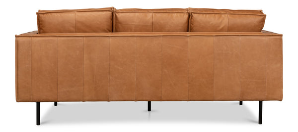 Sarreid Esprit Leather Sofa - Luxurious Light Harness Brown With Durable Iron Frame For Timeless Elegance Brown  53522