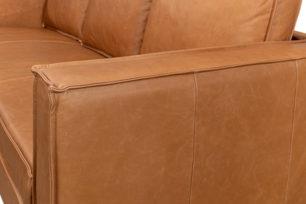 Sarreid Esprit Leather Sofa - Luxurious Light Harness Brown With Durable Iron Frame For Timeless Elegance Brown  53522