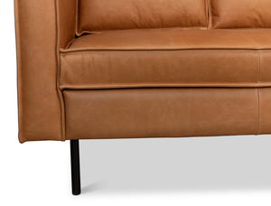 Sarreid Esprit Leather Sofa - Luxurious Light Harness Brown With Durable Iron Frame For Timeless Elegance Brown  53522