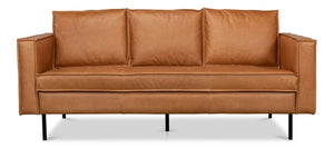 Sarreid Esprit Leather Sofa - Luxurious Light Harness Brown With Durable Iron Frame For Timeless Elegance Brown  53522