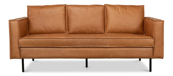 Sarreid Esprit Leather Sofa - Luxurious Light Harness Brown With Durable Iron Frame For Timeless Elegance Brown  53522