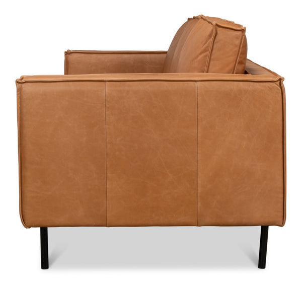 Sarreid Esprit Leather Sofa - Luxurious Light Harness Brown With Durable Iron Frame For Timeless Elegance Brown  53522