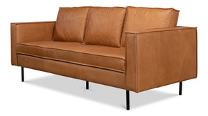 Sarreid Esprit Leather Sofa - Luxurious Light Harness Brown With Durable Iron Frame For Timeless Elegance Brown  53522
