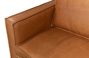 Sarreid Esprit Leather Sofa - Luxurious Light Harness Brown With Durable Iron Frame For Timeless Elegance Brown  53522