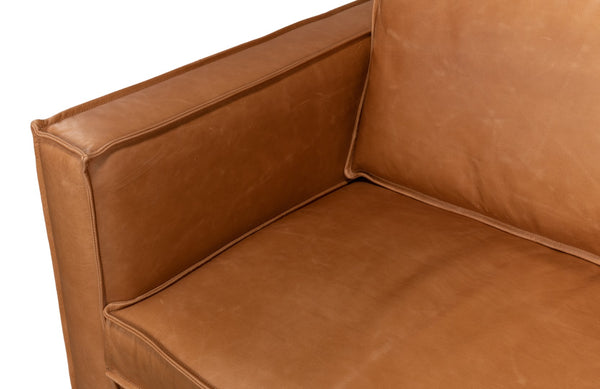 Sarreid Esprit Leather Sofa - Luxurious Light Harness Brown With Durable Iron Frame For Timeless Elegance Brown  53522
