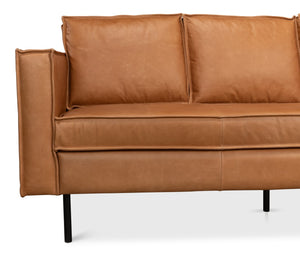 Sarreid Esprit Leather Sofa - Luxurious Light Harness Brown With Durable Iron Frame For Timeless Elegance Brown  53522