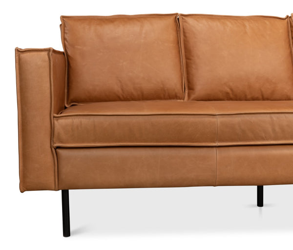 Sarreid Esprit Leather Sofa - Luxurious Light Harness Brown With Durable Iron Frame For Timeless Elegance Brown  53522
