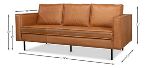 Sarreid Esprit Leather Sofa - Luxurious Light Harness Brown With Durable Iron Frame For Timeless Elegance Brown  53522