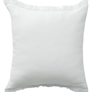 Homeroots 20" X 20" White Cotton Zippered Down Pillow With Fringe White  535260