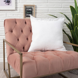 Homeroots 20" X 20" White Cotton Zippered Down Pillow With Fringe White  535260