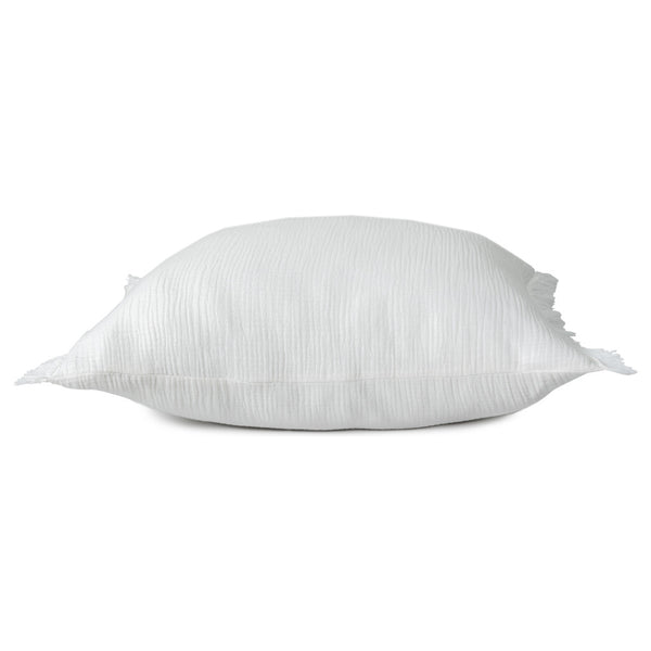 Homeroots 20" X 20" White Cotton Zippered Down Pillow With Fringe White  535260