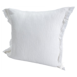Homeroots 20" X 20" White Cotton Zippered Down Pillow With Fringe White  535260