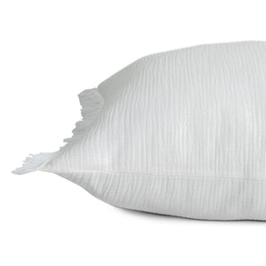 Homeroots 20" X 20" White Cotton Zippered Down Pillow With Fringe White  535260