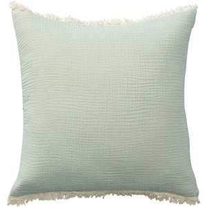 Homeroots 20" X 20" Green Cotton Zippered Down Pillow With Fringe Green  535261