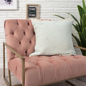 Homeroots 20" X 20" Green Cotton Zippered Down Pillow With Fringe Green  535261