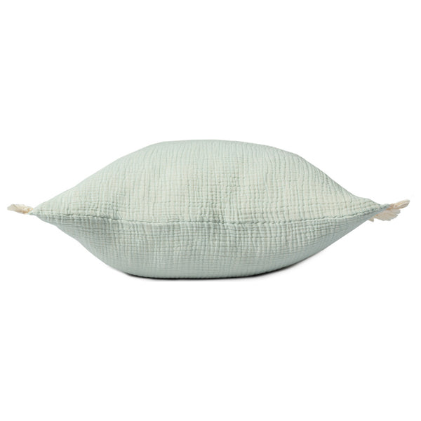 Homeroots 20" X 20" Green Cotton Zippered Down Pillow With Fringe Green  535261