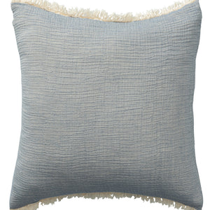 Homeroots 20" X 20" Blue Cotton Zippered Down Pillow With Fringe Blue  535262