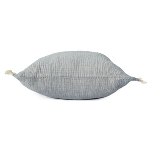 Homeroots 20" X 20" Blue Cotton Zippered Down Pillow With Fringe Blue  535262