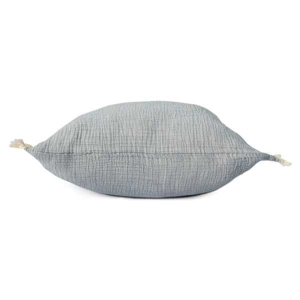 Homeroots 20" X 20" Blue Cotton Zippered Down Pillow With Fringe Blue  535262