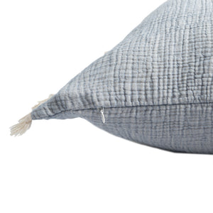 Homeroots 20" X 20" Blue Cotton Zippered Down Pillow With Fringe Blue  535262