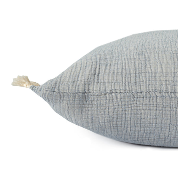 Homeroots 20" X 20" Blue Cotton Zippered Down Pillow With Fringe Blue  535262