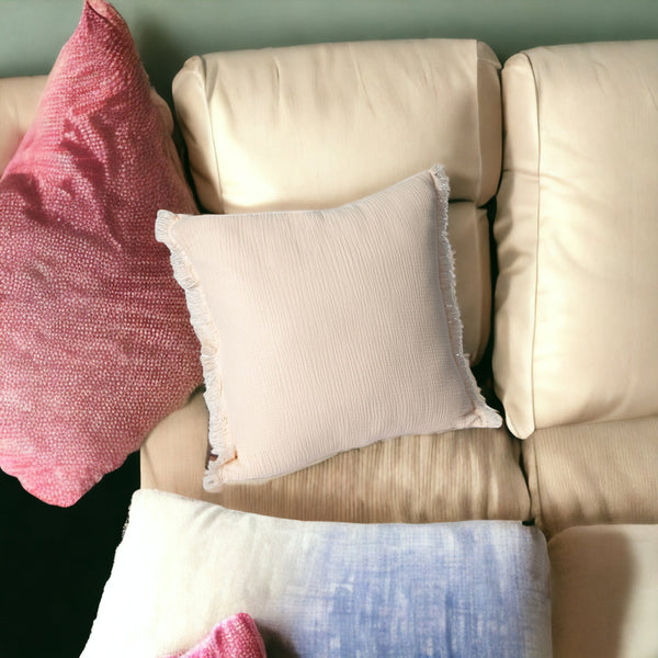 Homeroots 20" X 20" Orange Striped Cotton Zippered Down Pillow With Fringe Orange  535263