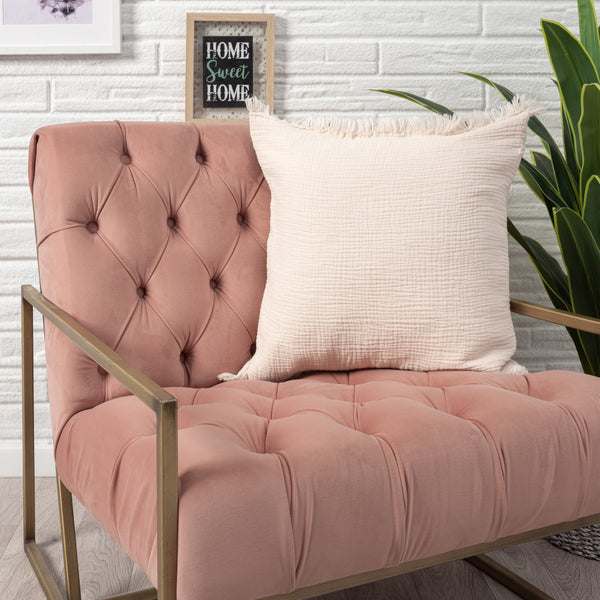 Homeroots 20" X 20" Orange Striped Cotton Zippered Down Pillow With Fringe Orange  535263