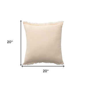 Homeroots 20" X 20" Orange Striped Cotton Zippered Down Pillow With Fringe Orange  535263