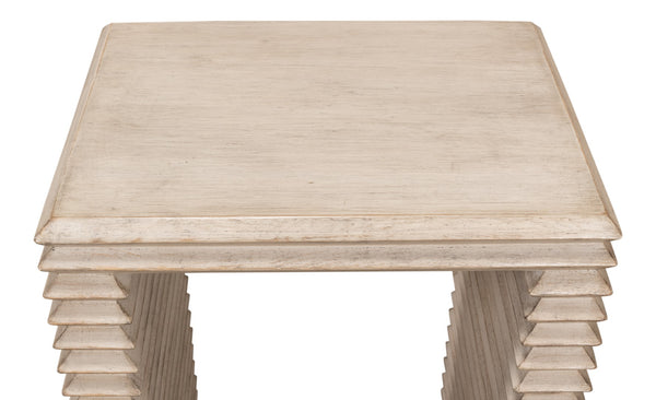 Sarreid Stacked Side Table - Stylish Stone Grey Finish With Reclaimed Pine For Modern Home Decor Solutions Grey  53527-1