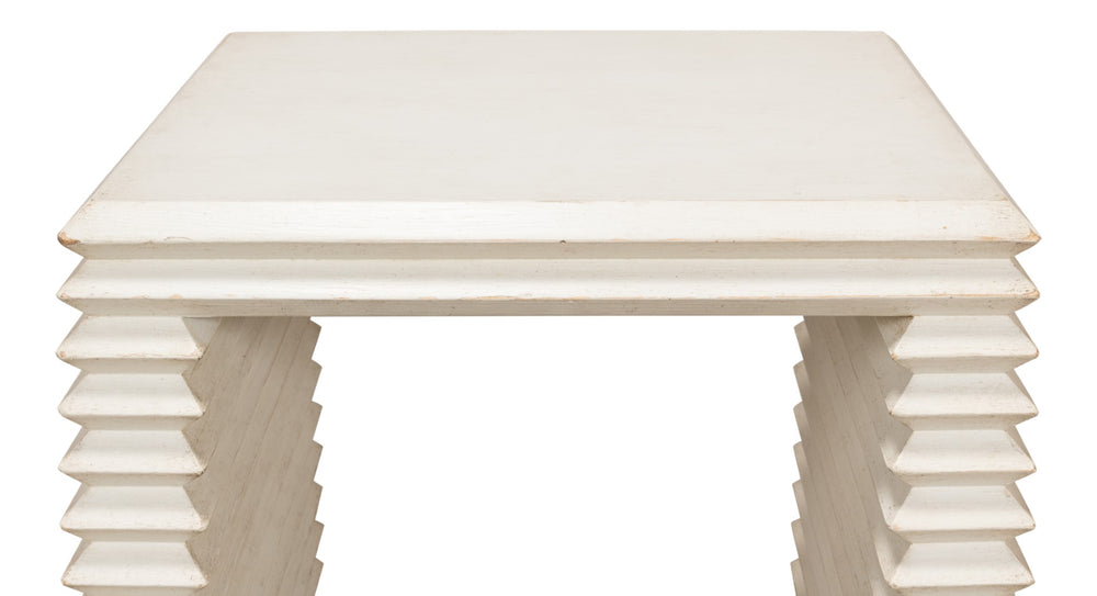 Sarreid Stacked Side Table - Elegant Antique White Finish With Reclaimed Pine For Stylish Home Décor White  53527-3