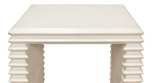 Sarreid Stacked Side Table - Elegant Antique White Finish With Reclaimed Pine For Stylish Home Décor White  53527-3