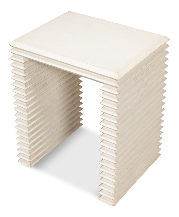 Sarreid Stacked Side Table - Elegant Antique White Finish With Reclaimed Pine For Stylish Home Décor White  53527-3