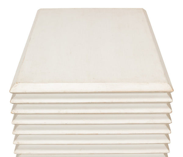 Sarreid Stacked Side Table - Elegant Antique White Finish With Reclaimed Pine For Stylish Home Décor White  53527-3
