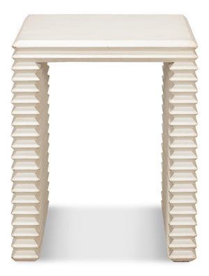 Sarreid Stacked Side Table - Elegant Antique White Finish With Reclaimed Pine For Stylish Home Décor White  53527-3
