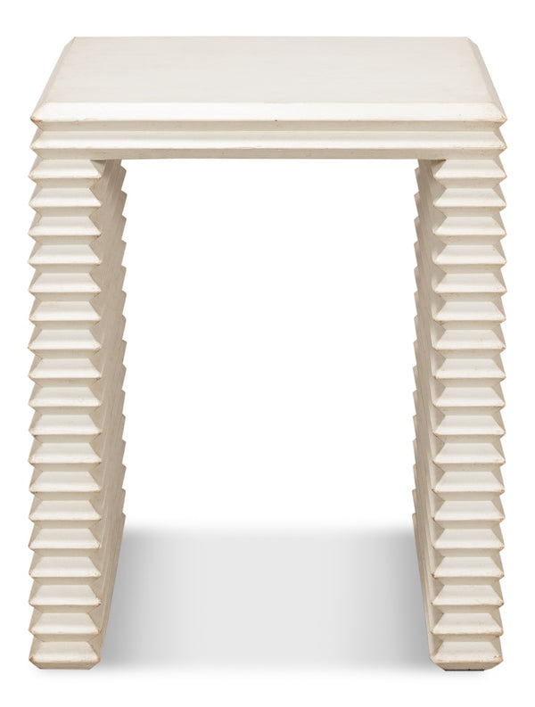 Sarreid Stacked Side Table - Elegant Antique White Finish With Reclaimed Pine For Stylish Home Décor White  53527-3