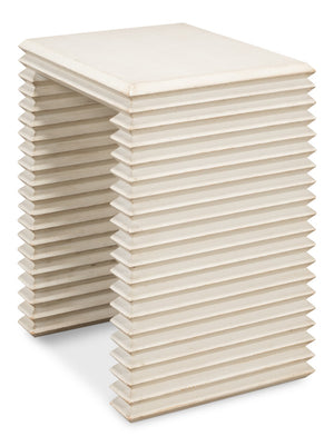 Sarreid Stacked Side Table - Elegant Antique White Finish With Reclaimed Pine For Stylish Home Décor White  53527-3