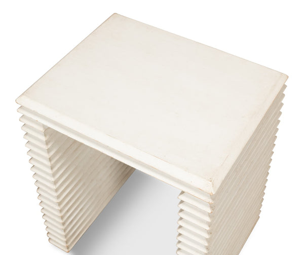 Sarreid Stacked Side Table - Elegant Antique White Finish With Reclaimed Pine For Stylish Home Décor White  53527-3
