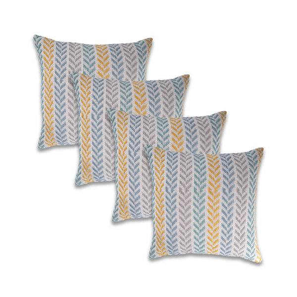 Homeroots Set Of Four 18" X 18" Yellow Beach Chevron Cotton Zippered Pillow Yellow  535275