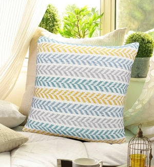 Homeroots Set Of Four 18" X 18" Yellow Beach Chevron Cotton Zippered Pillow Yellow  535275