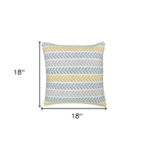 Homeroots Set Of Four 18" X 18" Yellow Beach Chevron Cotton Zippered Pillow Yellow  535275