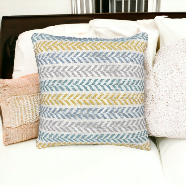 Homeroots Set Of Four 18" X 18" Yellow Beach Chevron Cotton Zippered Pillow Yellow  535275