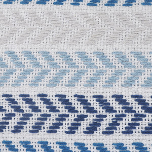 Homeroots Set Of Four 18" X 18" Blue Beach Chevron Cotton Zippered Pillow Blue  535276